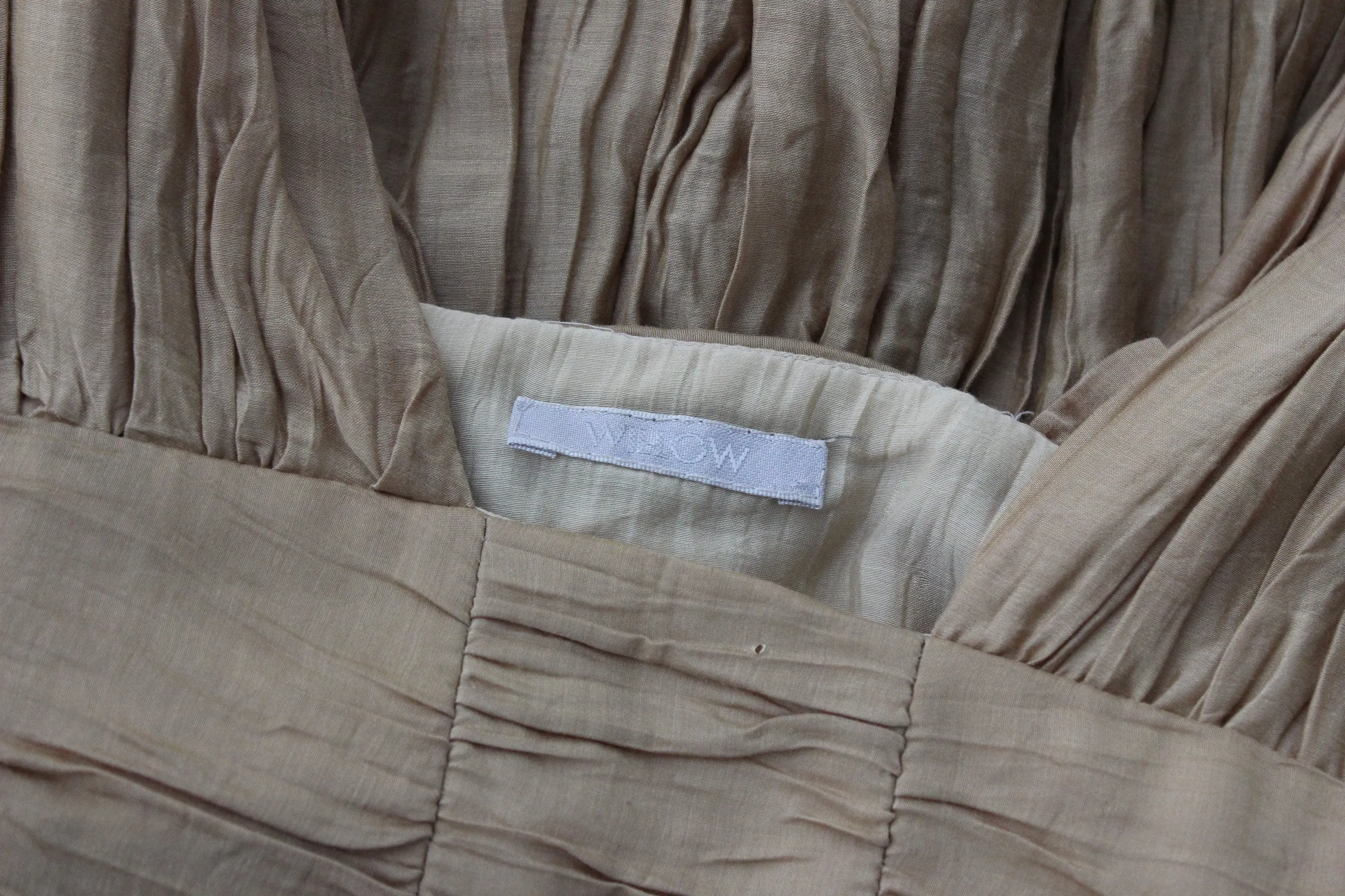 2000s WILLOW Grecian Gathered Plisse Plunge Neck Top