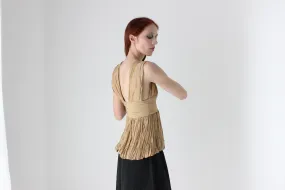 2000s WILLOW Grecian Gathered Plisse Plunge Neck Top