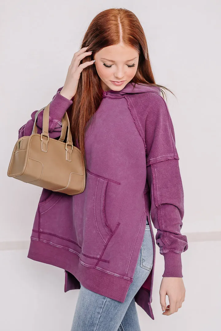 Deb Washed Oversized Hoodie | Berry
