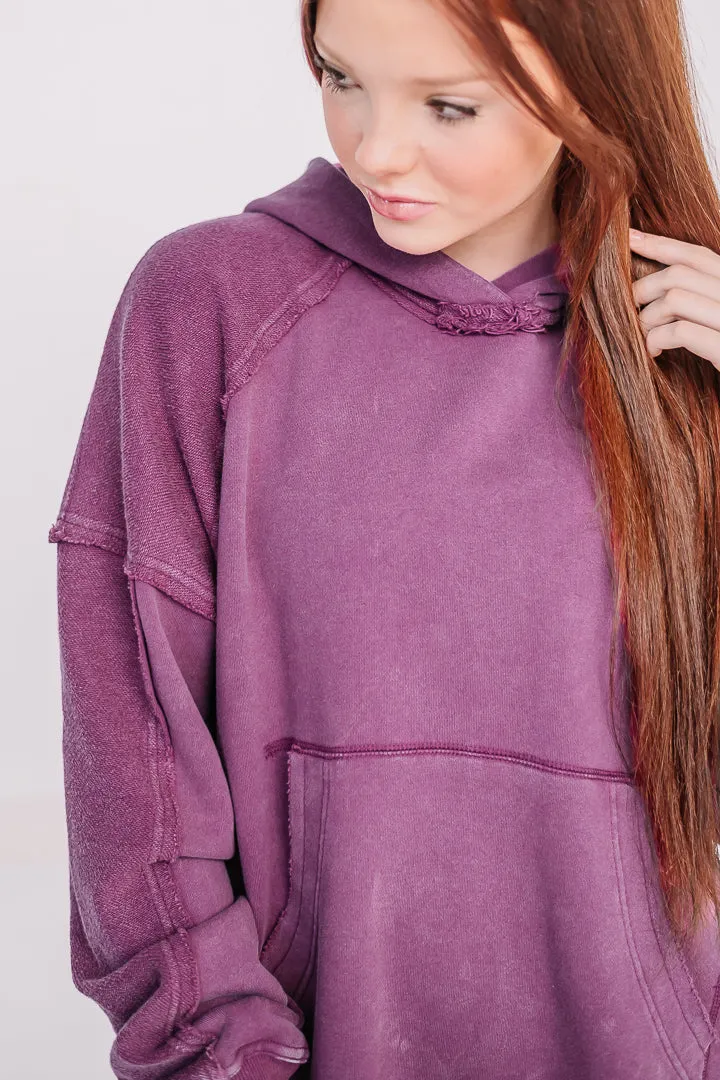 Deb Washed Oversized Hoodie | Berry