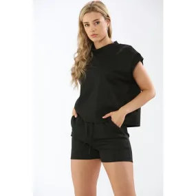 Ladies Summer Boxy T-Shirt Top 2Pcs Set Casual Co-Ord Suit