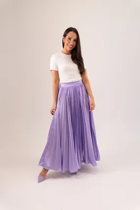 Leah Pleated Maxi Skirt In Lilac