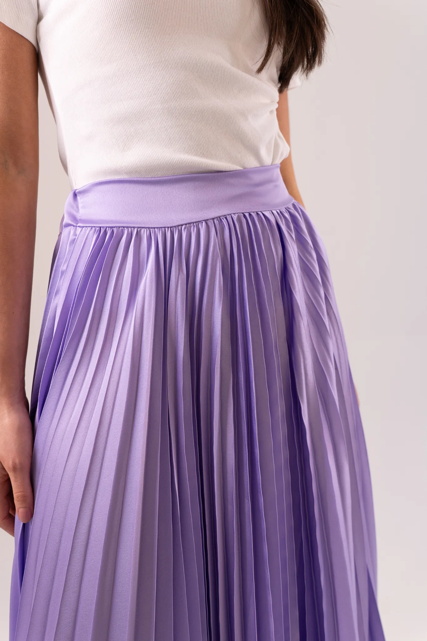 Leah Pleated Maxi Skirt In Lilac