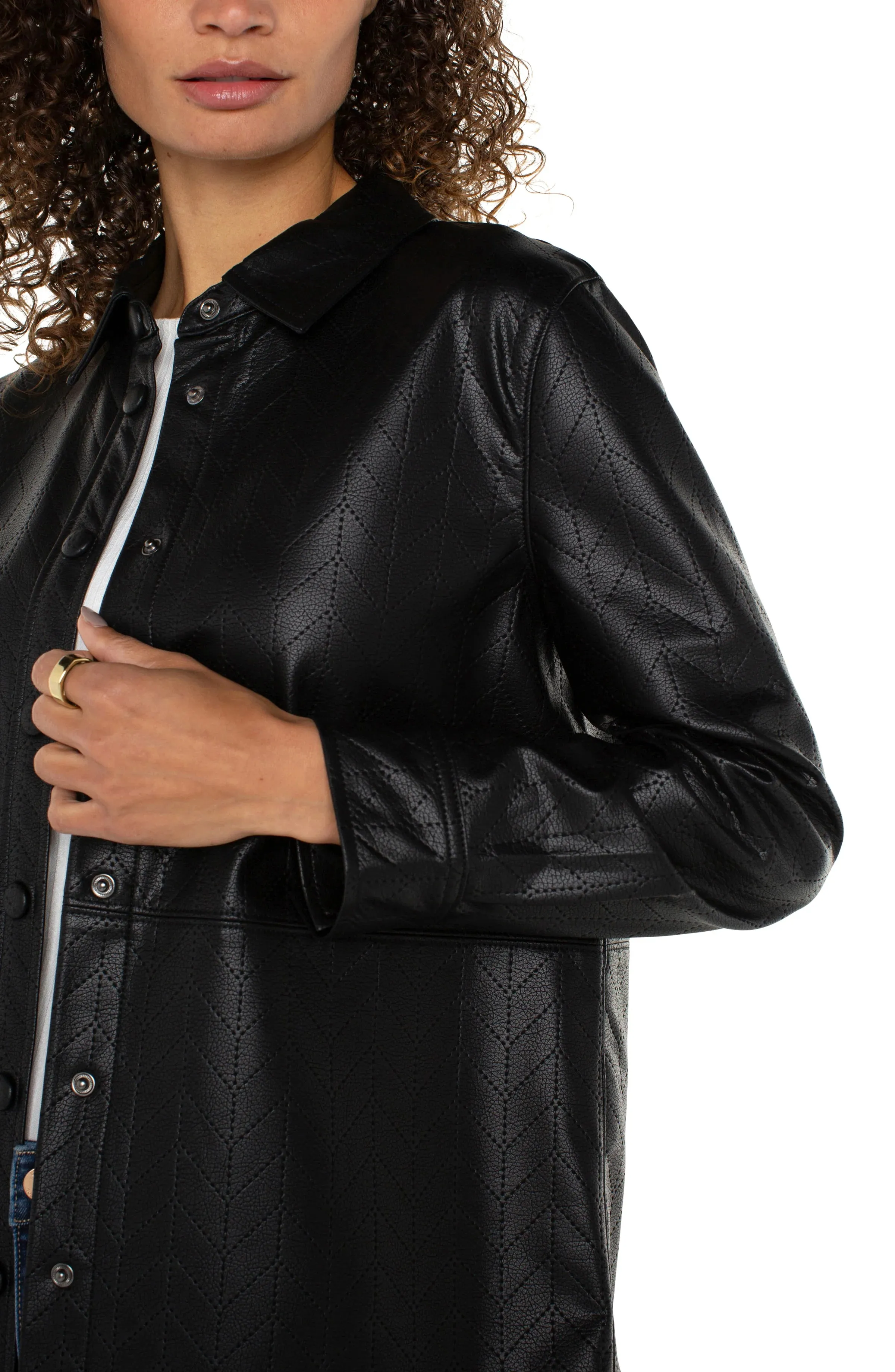 Liverpool: Seamed Shacket in Black Chevron