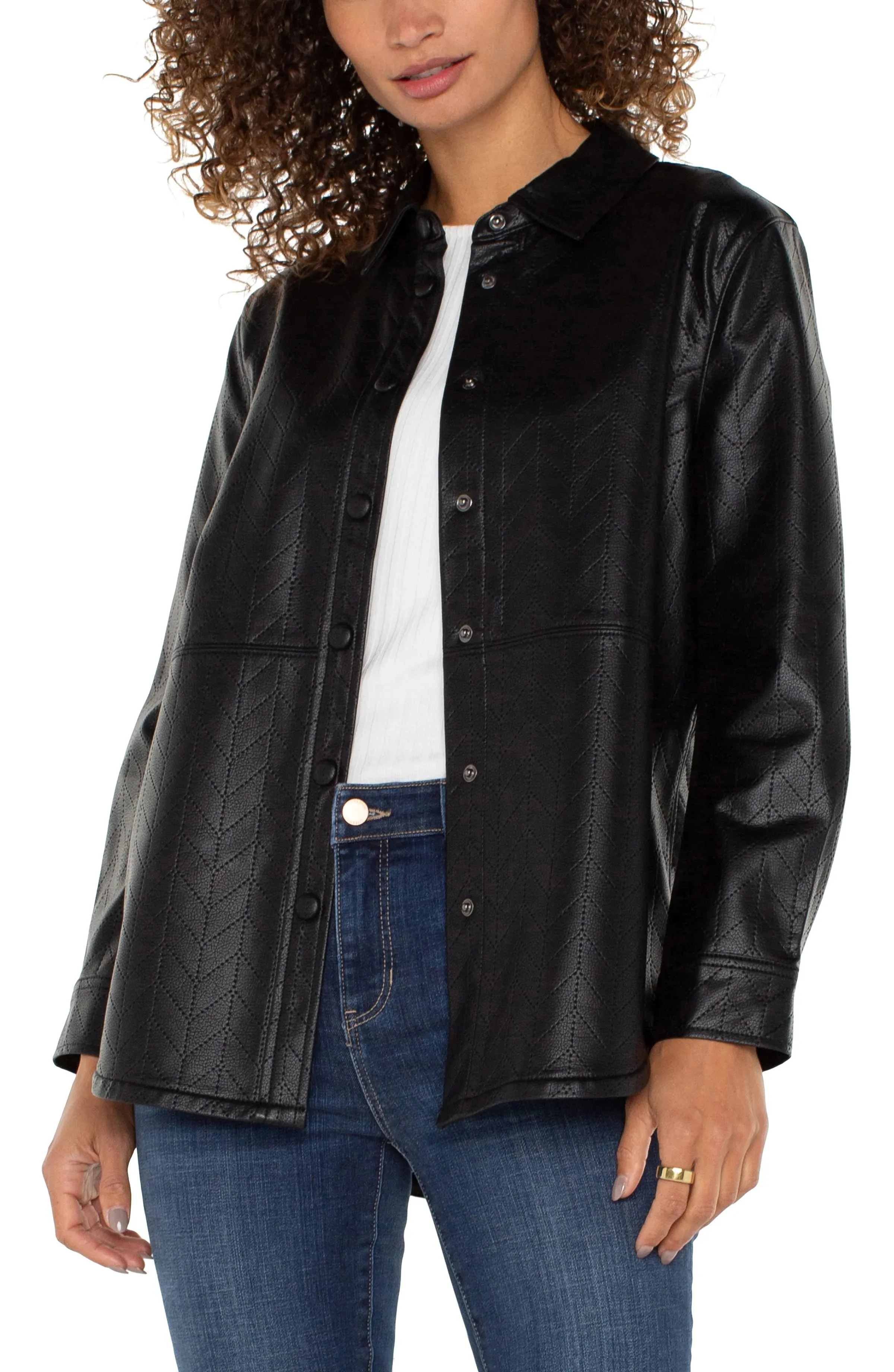 Liverpool: Seamed Shacket in Black Chevron