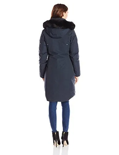 Moose Knuckles Women's Sterling Parka With Fur Trim Hood, Navy, Small