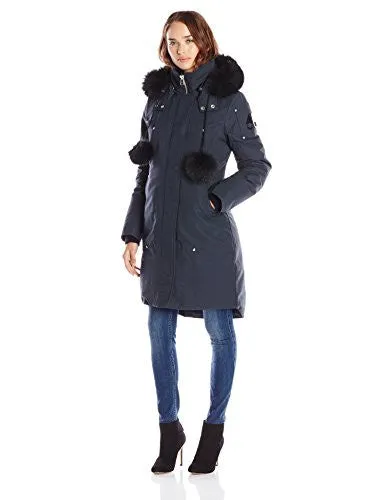 Moose Knuckles Women's Sterling Parka With Fur Trim Hood, Navy, Small