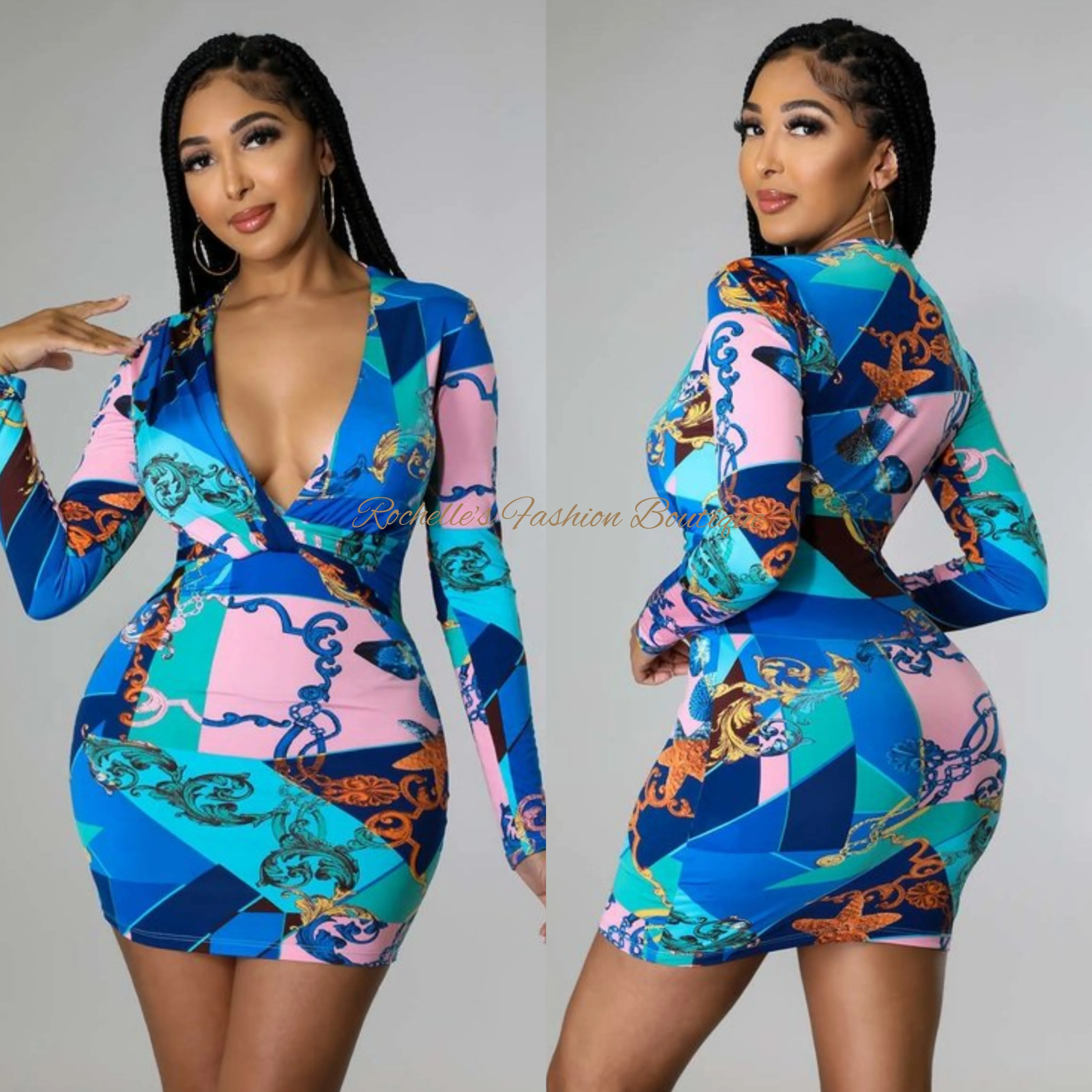 MULITI PRINT BODYCON DRESS