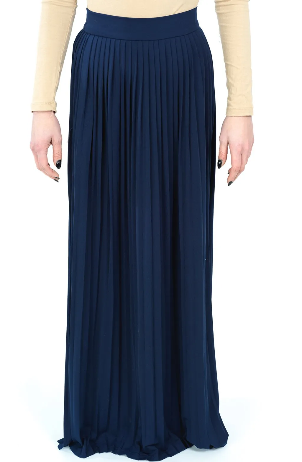 Navy Milk silk maxi Skirt