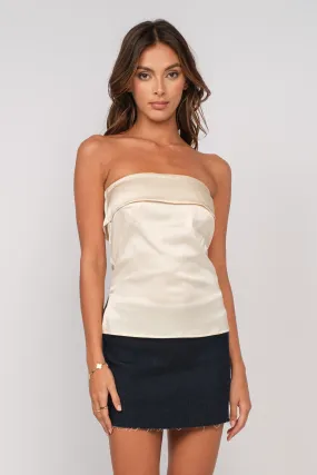 "Holiday Wishlist" Ivory Satin Top