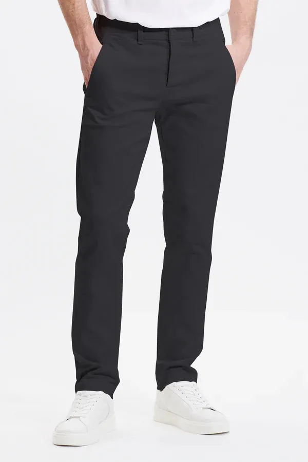 Regular-fit chino trousers in stretch cotton - Charcoal