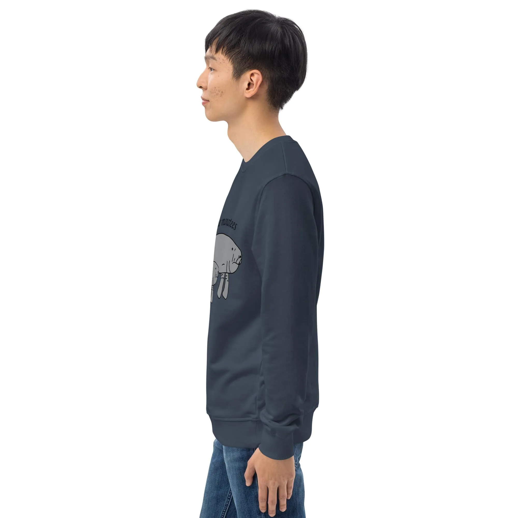 Save the Manatees Men's Organic Cotton Sweatshirt (White, Blue, Navy)