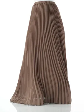 Taupe pleated Maxi Skirt