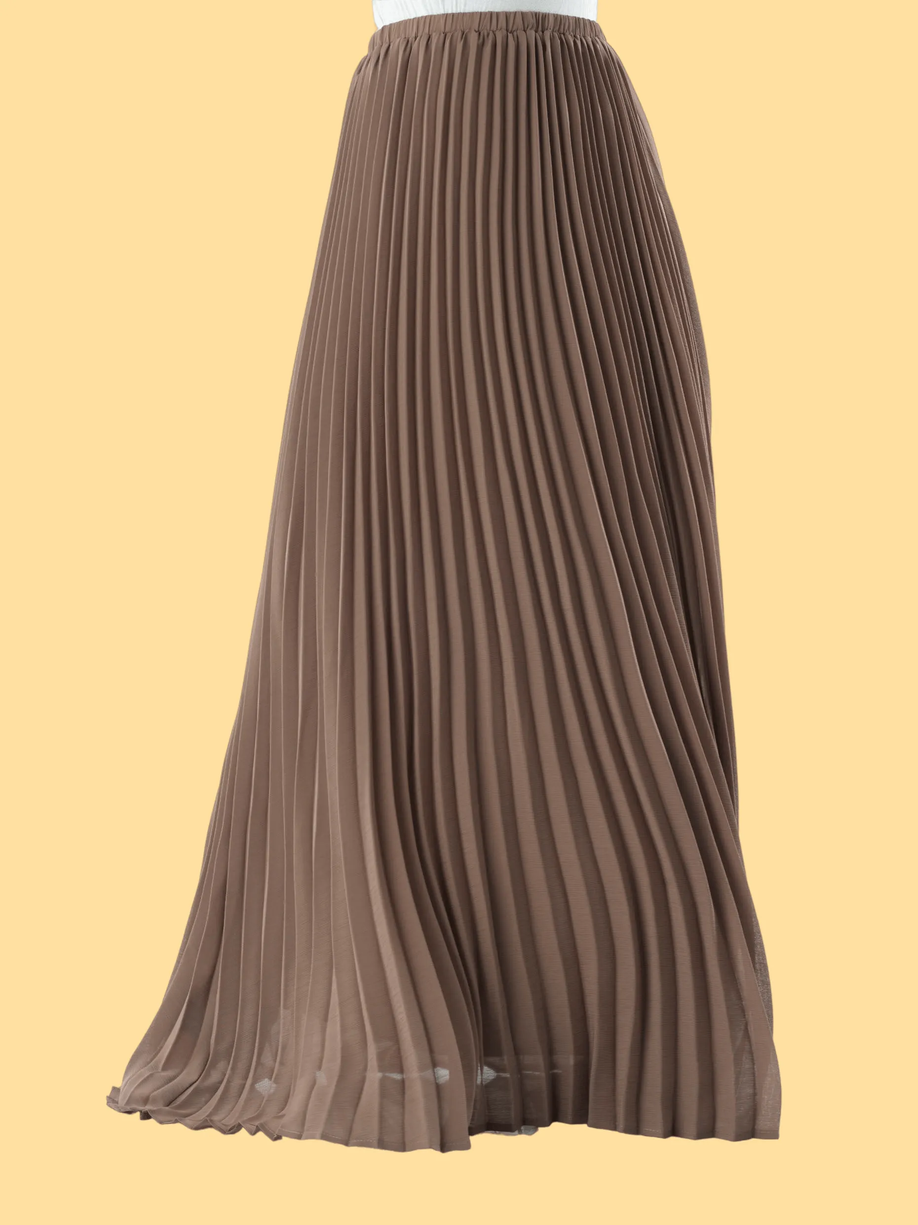Taupe pleated Maxi Skirt