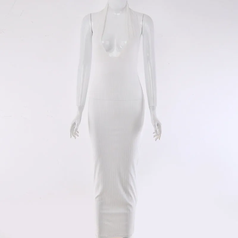 Women Backless Sexy Knitted Pencil Dress