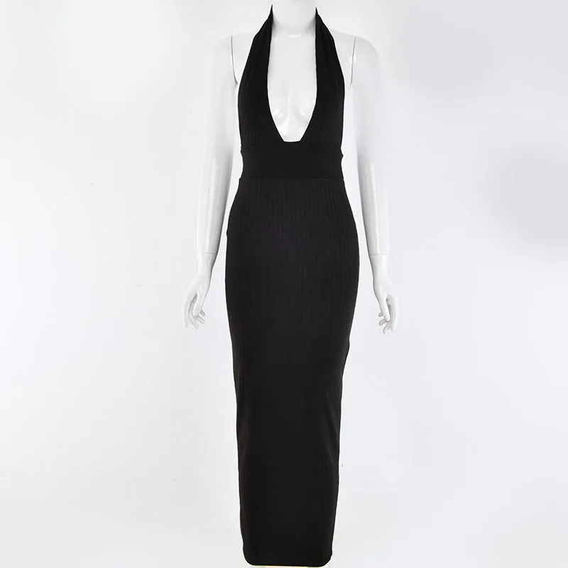 Women Backless Sexy Knitted Pencil Dress