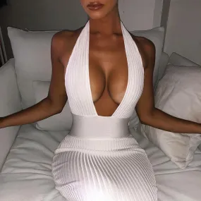 Women Backless Sexy Knitted Pencil Dress