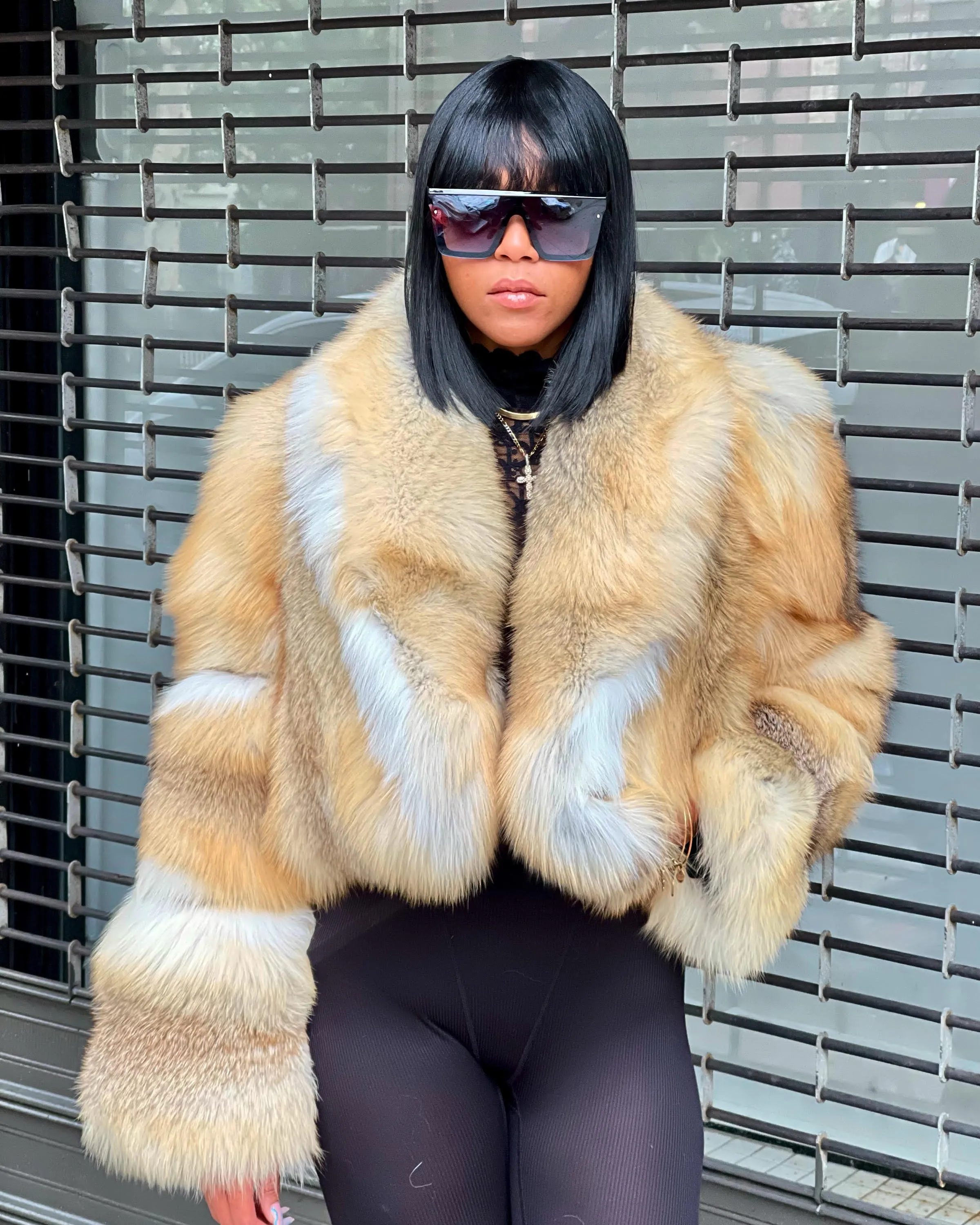 WOMEN CROP TOP FOX BOMBER-GOLD FOX