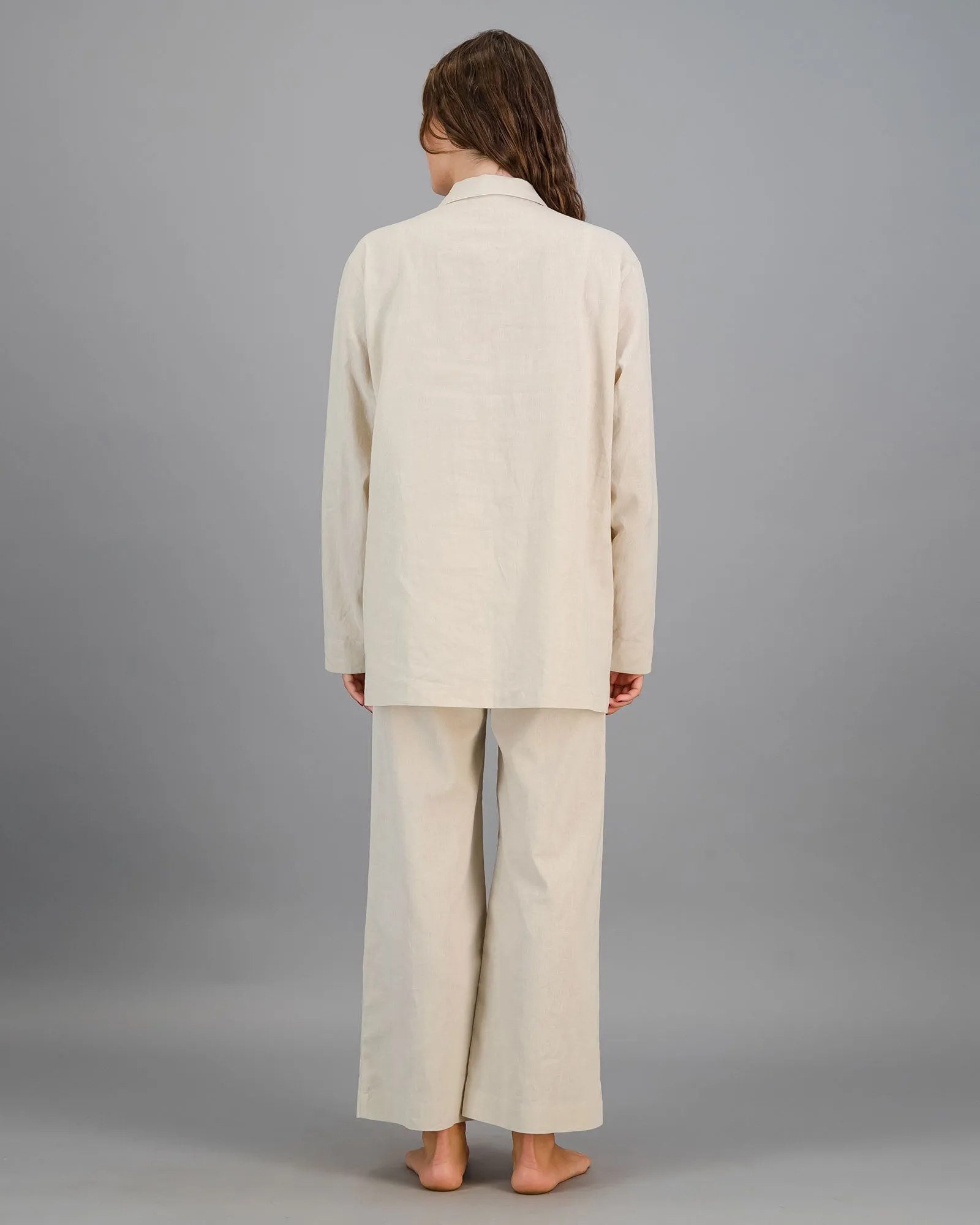 Womens Linen Shacket - Natural Sand
