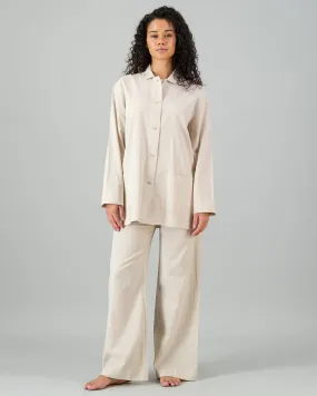 Womens Linen Shacket - Natural Sand