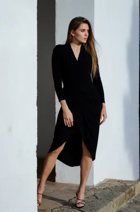 Wrap Midi dress with front Slit