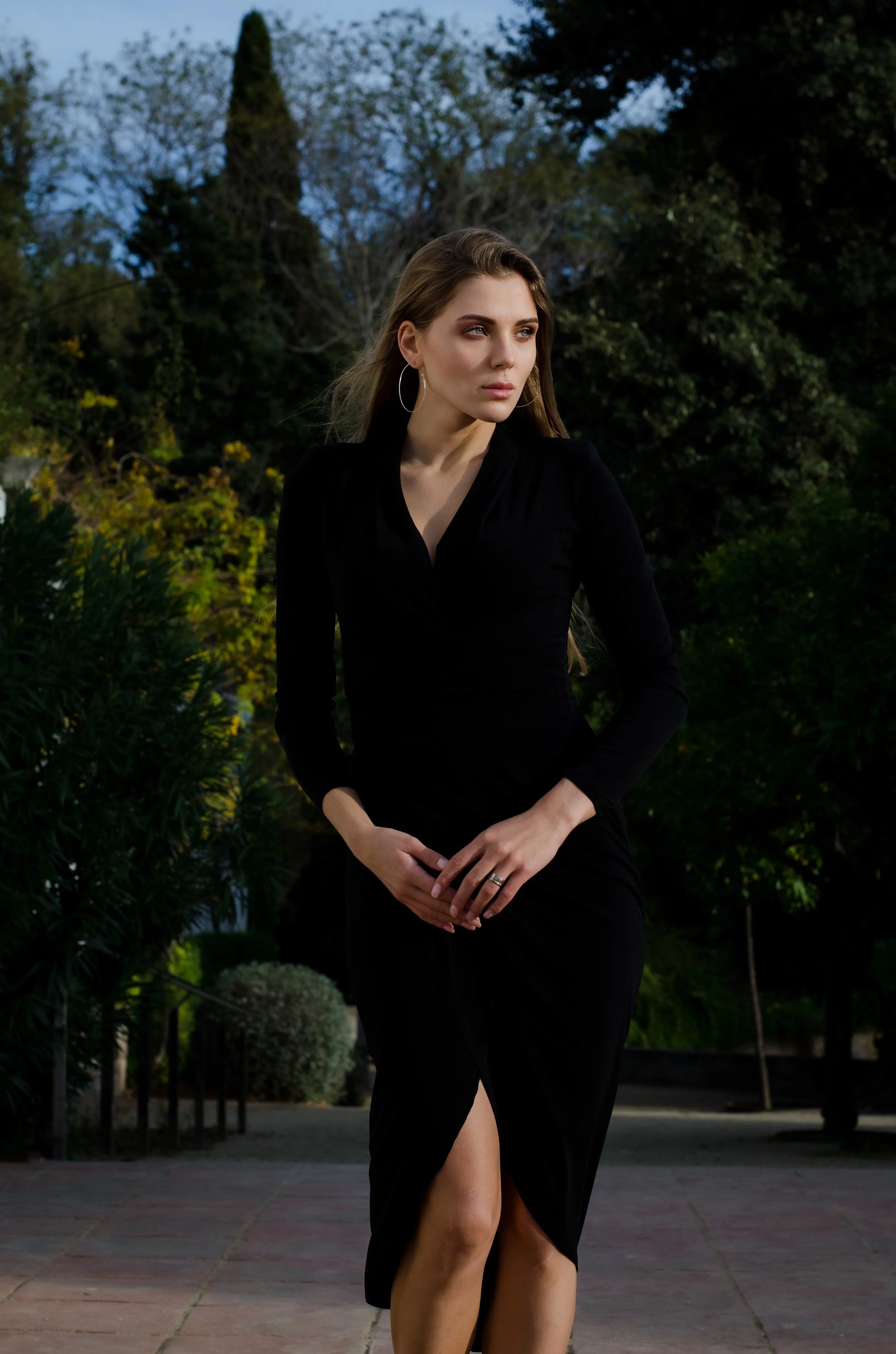Wrap Midi dress with front Slit